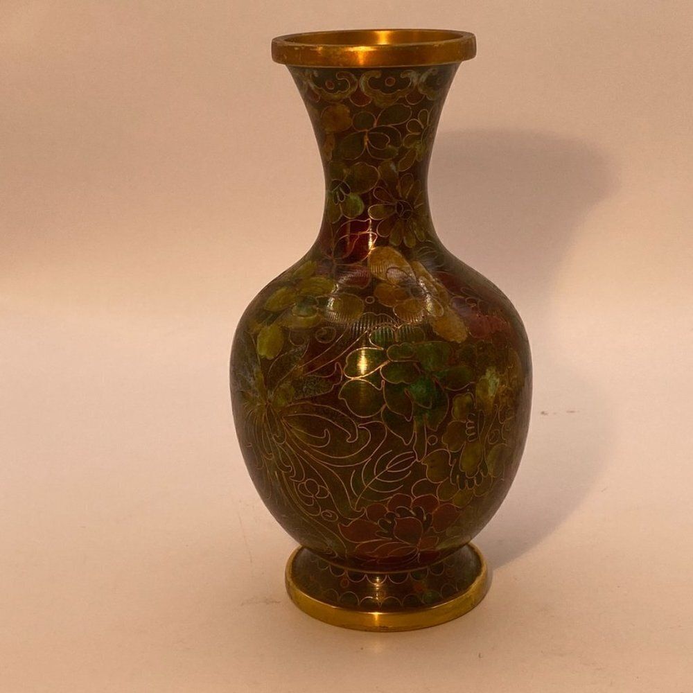 Antique Chinese Floral Cloisonne Enamel Vase - Picture 3 of 14